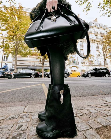 givenchy black shark lock boots|givenchy shark lock biker boots.